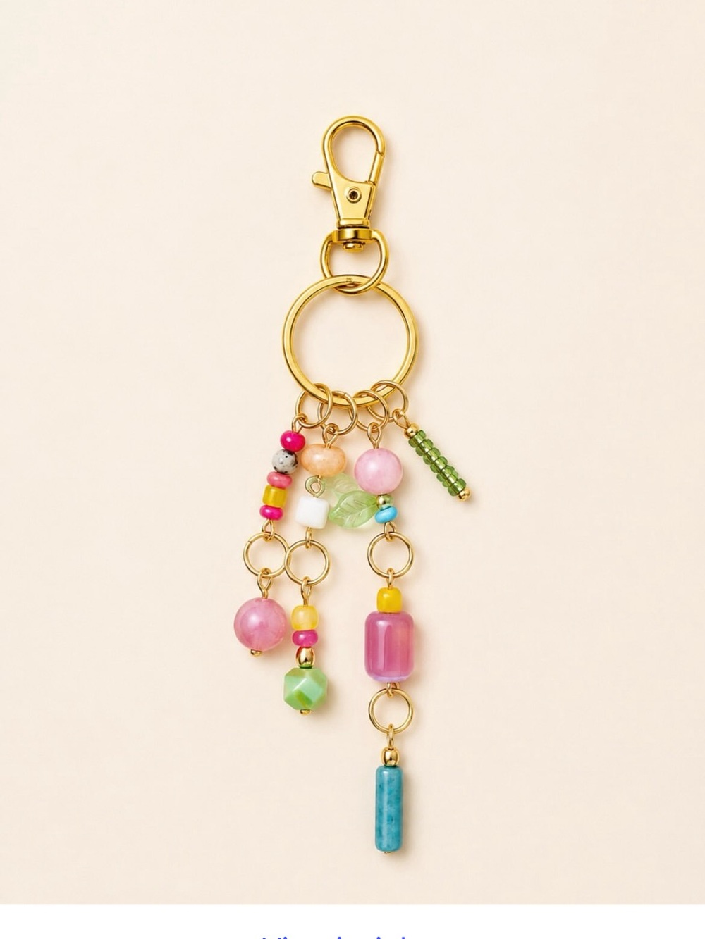 Multicolor Beaded Tassel Key & Card Holder - Gold Hardware